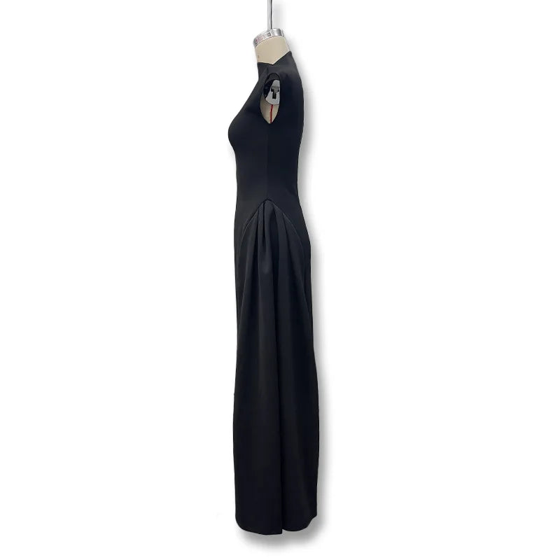Women's Polyester Sleeveless Solid A-Line Prom & Party Dress
