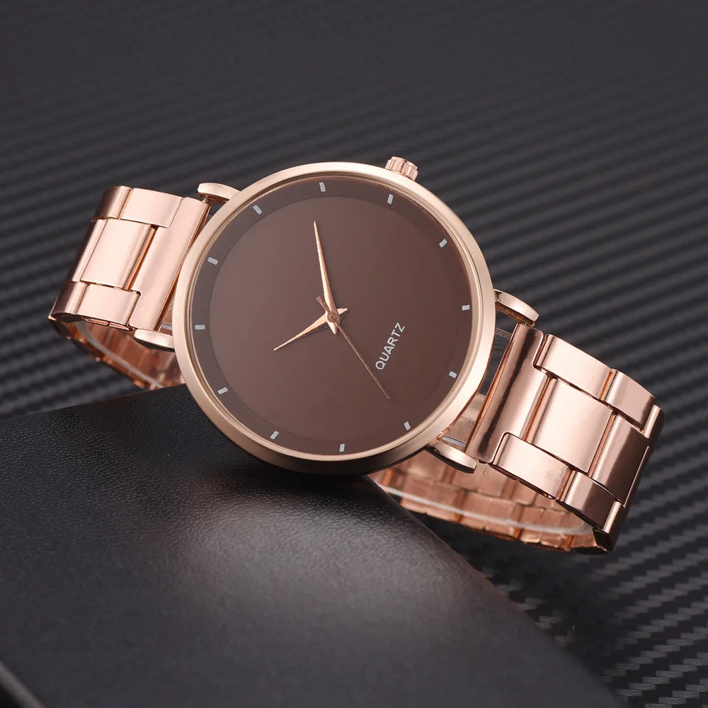 Women's Rose Gold Fashion Quartz Watch — Stainless Steel Business Wristwatch