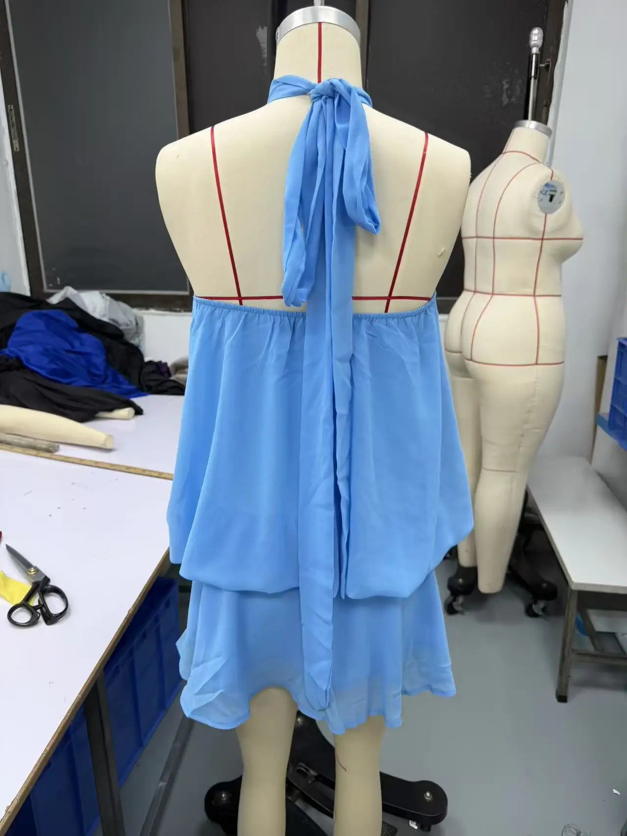 Women's Polyester Backless Slim-Fit A-Line Beach Dress