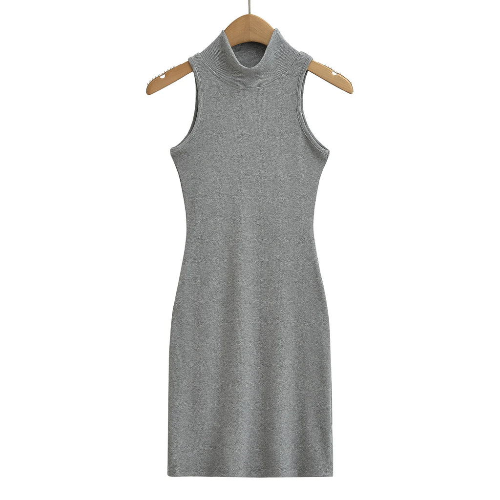 Women's Turtleneck Knit Bodycon Ankle-Length Maxi Dress