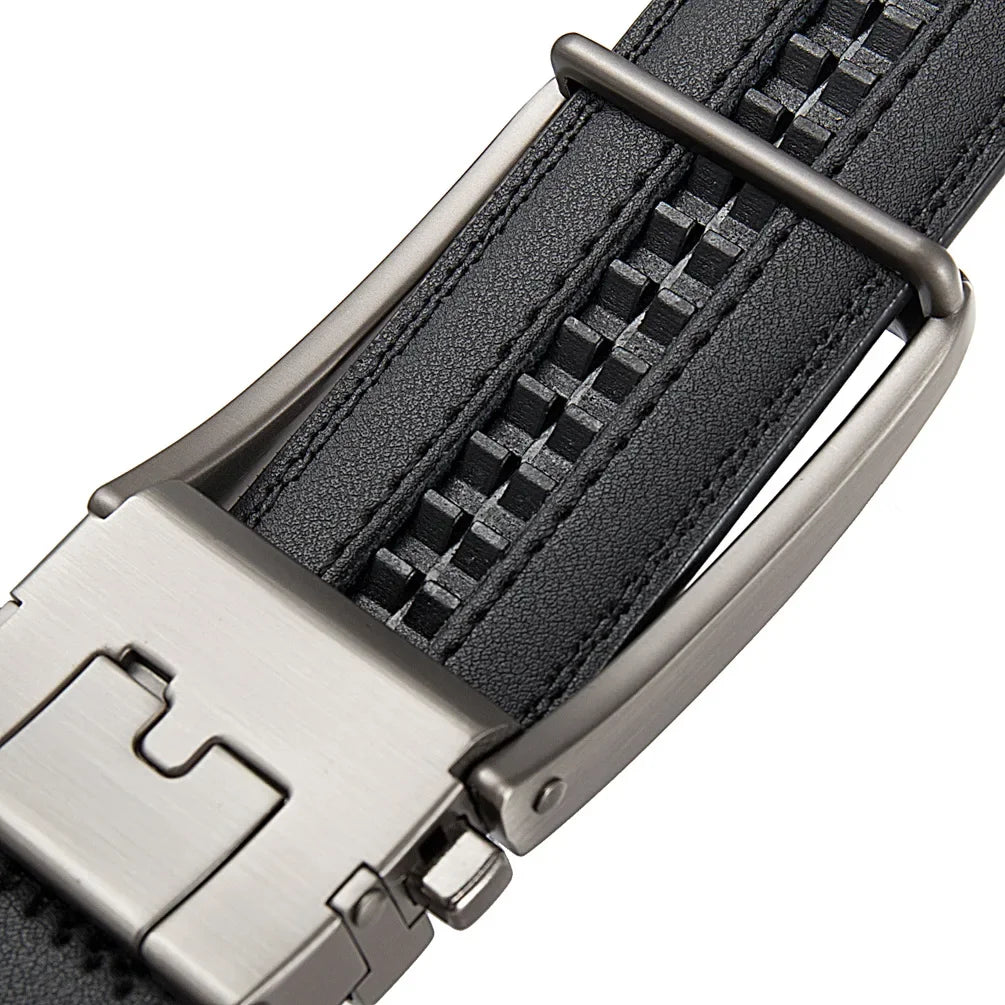 Men's Genuine Leather Belt — Automatic Buckle Luxury Designer Jeans Waistband