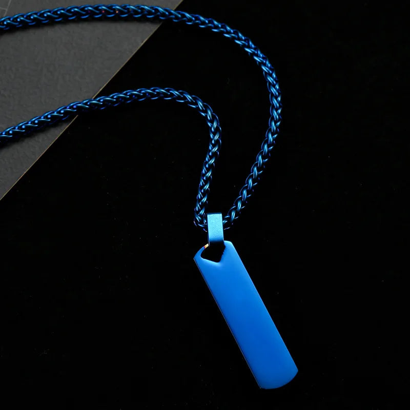 Men's Personalised Bar Pendant Necklace — Stainless Steel Minimalist Custom Jewellery Gift