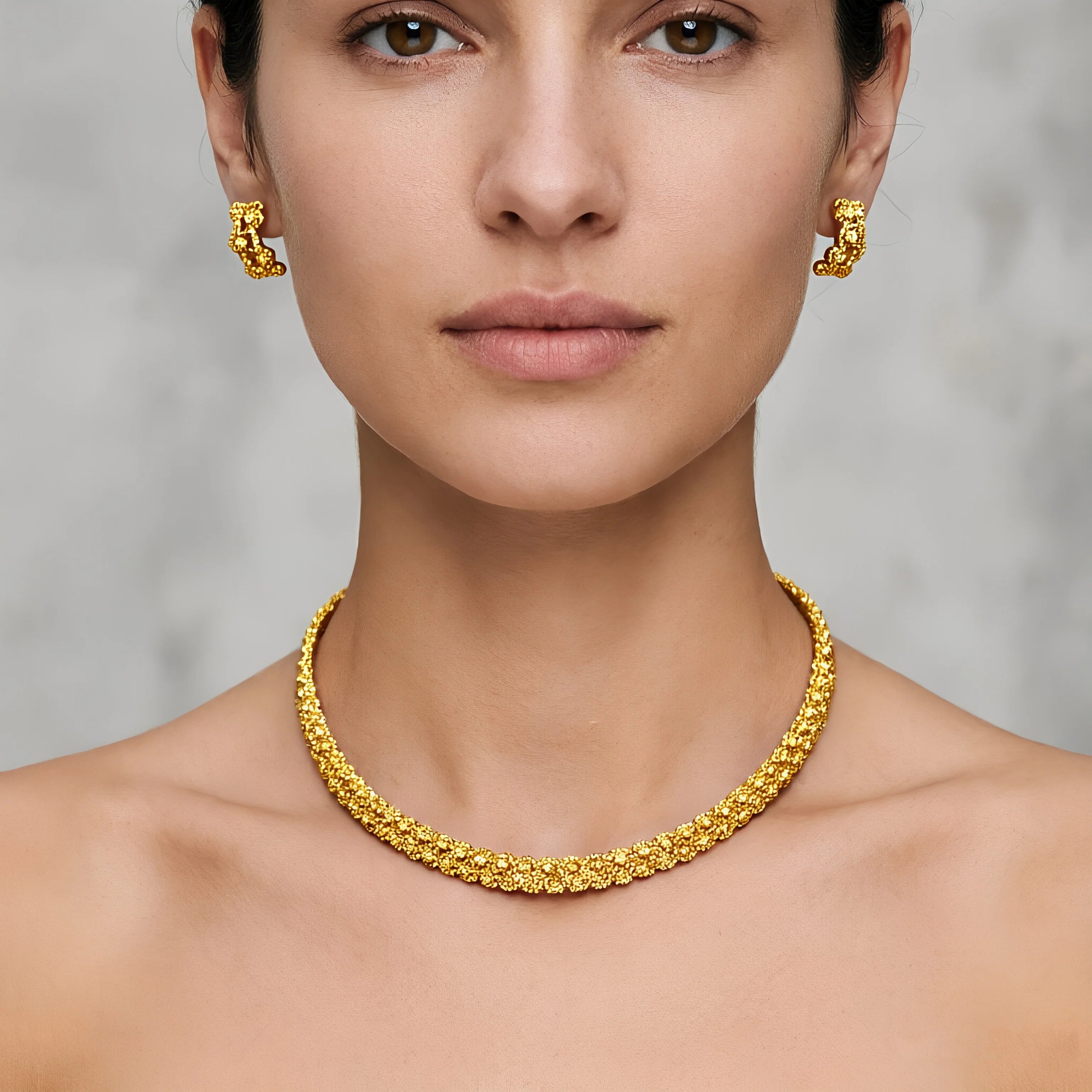 Women's Gold Plated Charm Jewellery Set — Necklace, Bracelet, Ring & Earrings for Party & Wedding