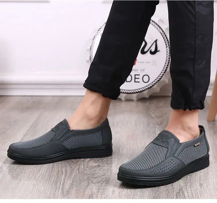 Men's Breathable Mesh Chunky Sole Sneakers — Lightweight Slip-On