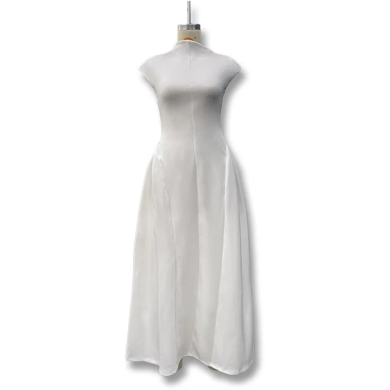 Women's Polyester Sleeveless Solid A-Line Prom & Party Dress