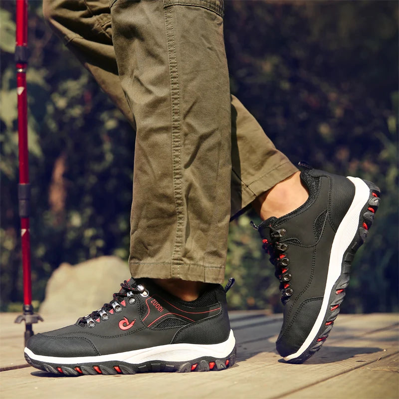Men's Leather Casual Sport Sneakers — Lightweight Walking Shoes