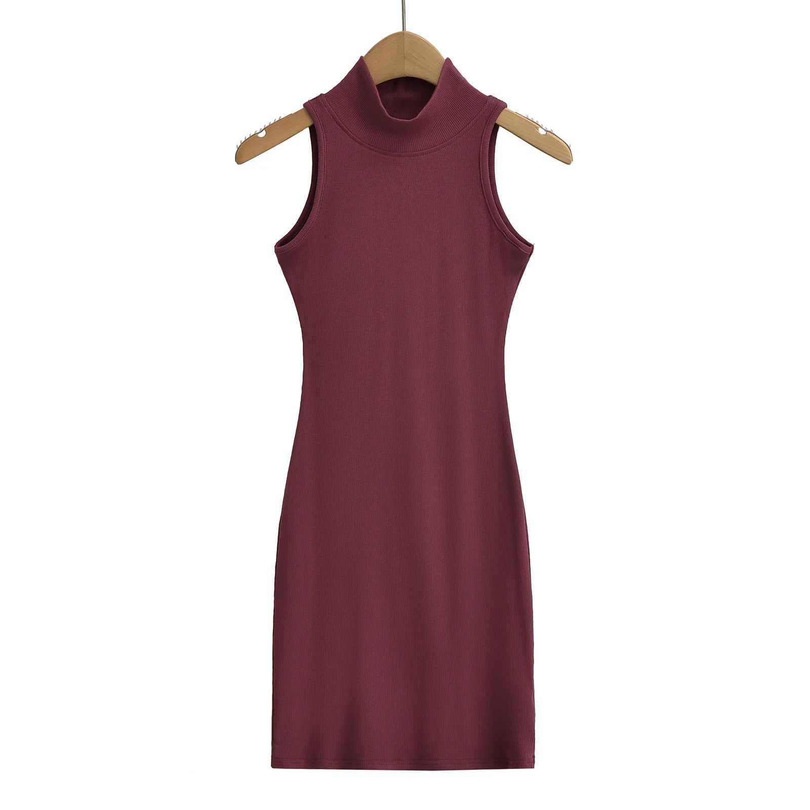 Women's Turtleneck Knit Bodycon Ankle-Length Maxi Dress