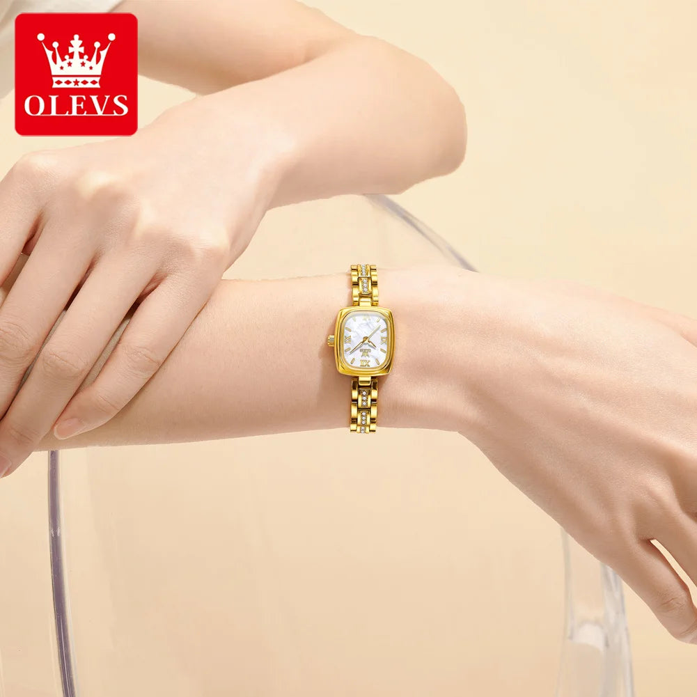 OLEVS Women's Luxury Square Bracelet Luminous Waterproof Quartz Dress Watch