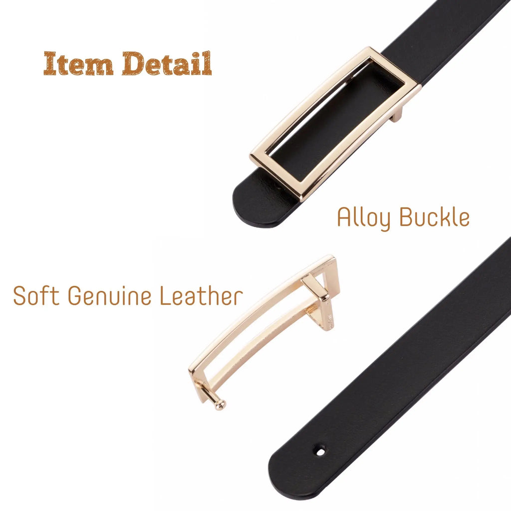 Women's Genuine Leather Belt — Metal Buckle Strap for Jeans & Dresses