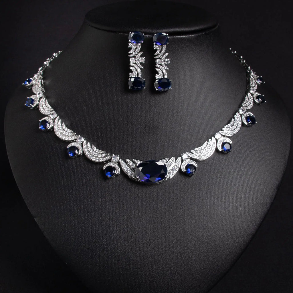 Women's Vintage Bridal Jewellery Set — Cubic Zirconia Necklace & Earrings for Prom & Wedding