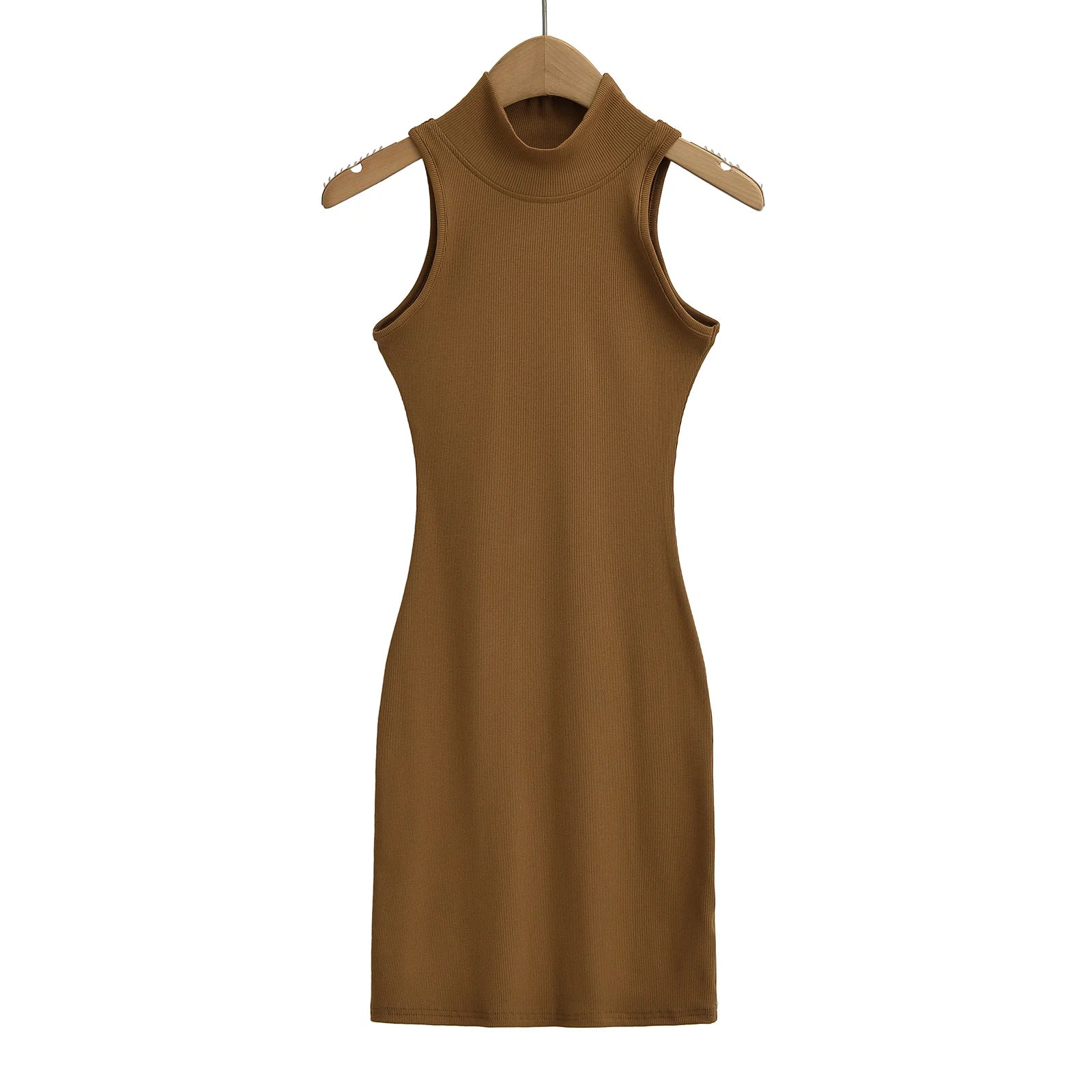Women's Turtleneck Knit Bodycon Ankle-Length Maxi Dress