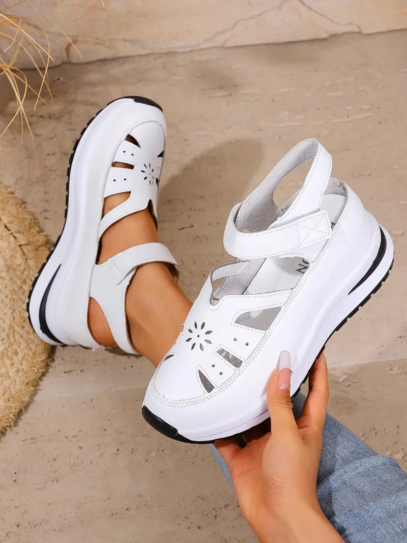 Women's Closed Toe Wedge Sandals — Buckle Strap Office & Career Summer Shoes