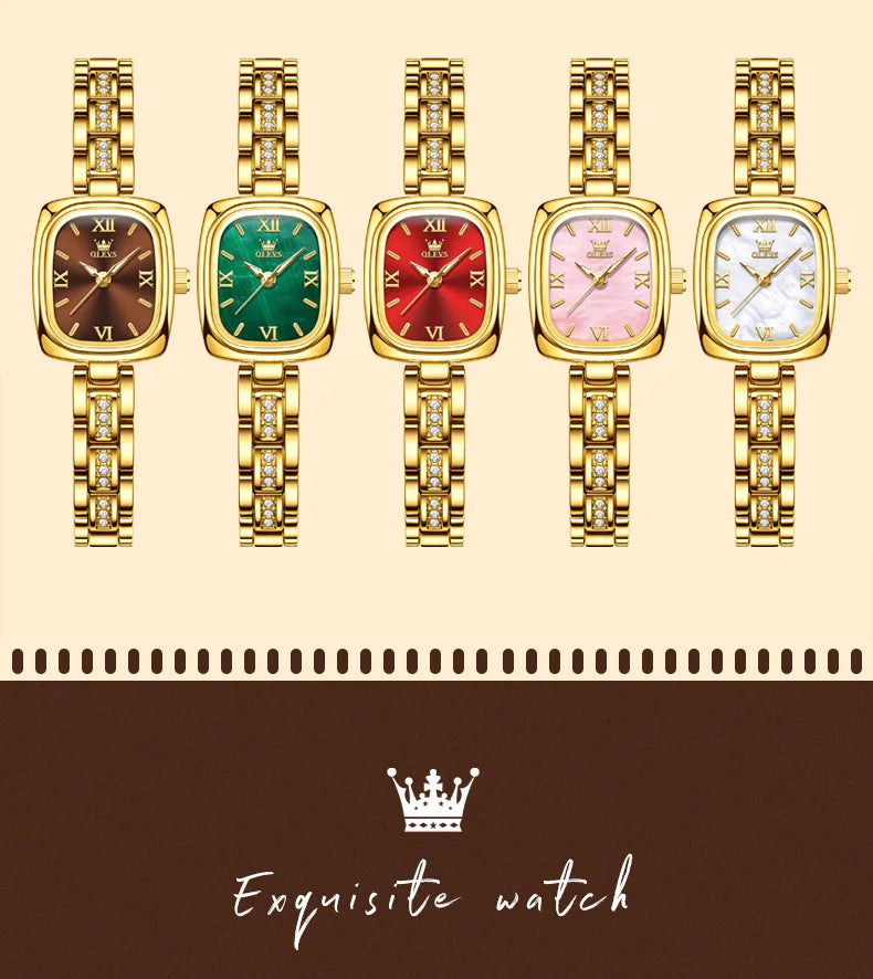 OLEVS Women's Luxury Square Bracelet Luminous Waterproof Quartz Dress Watch