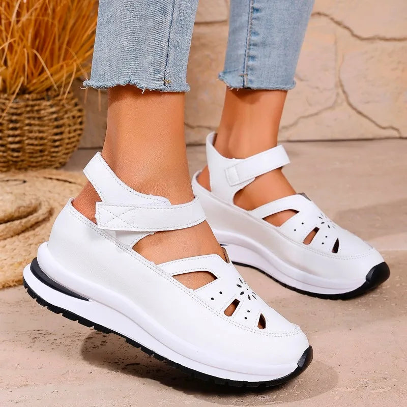 Women's Closed Toe Wedge Sandals — Buckle Strap Office & Career Summer Shoes