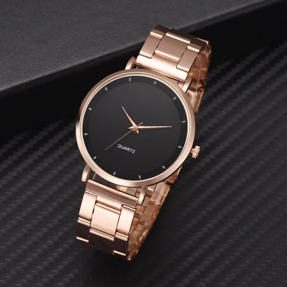 Women's Rose Gold Fashion Quartz Watch — Stainless Steel Business Wristwatch