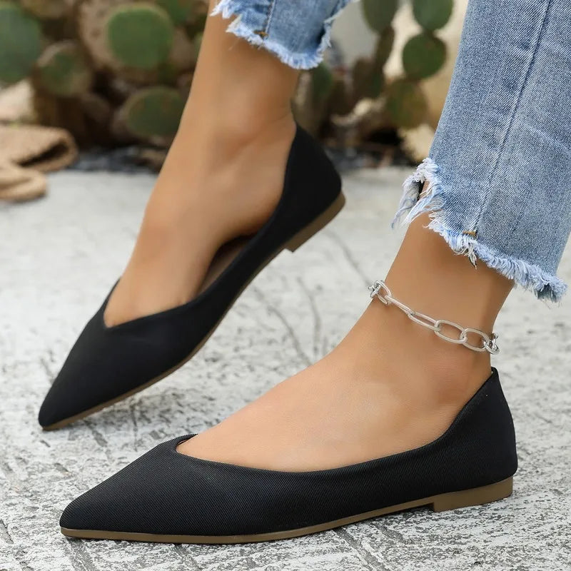 Women's Ballet Flat Slip-On Shoes — Lightweight Comfortable Work Shoes (Plus Size)