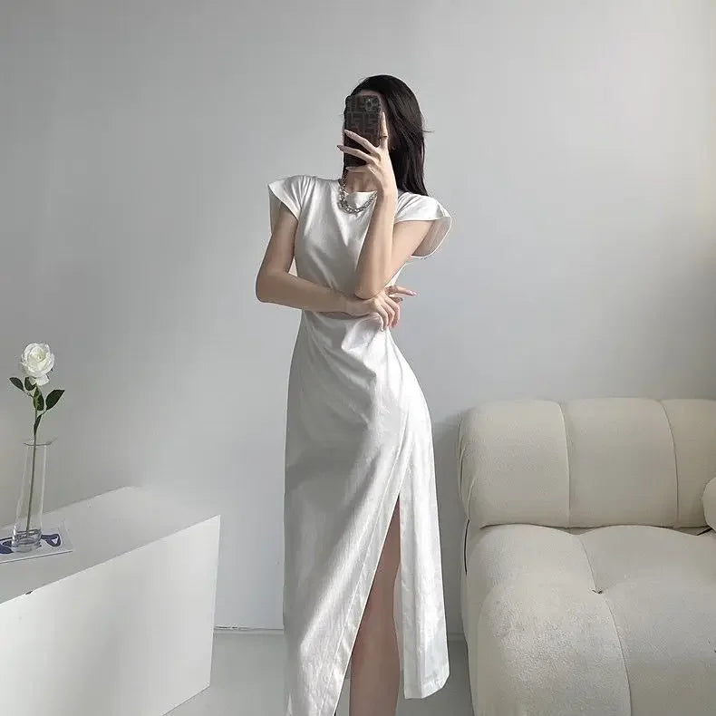 Women's Casual Y2K Asymmetrical Cotton Midi Dress