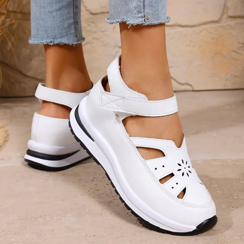Women's Closed Toe Wedge Sandals — Buckle Strap Office & Career Summer Shoes