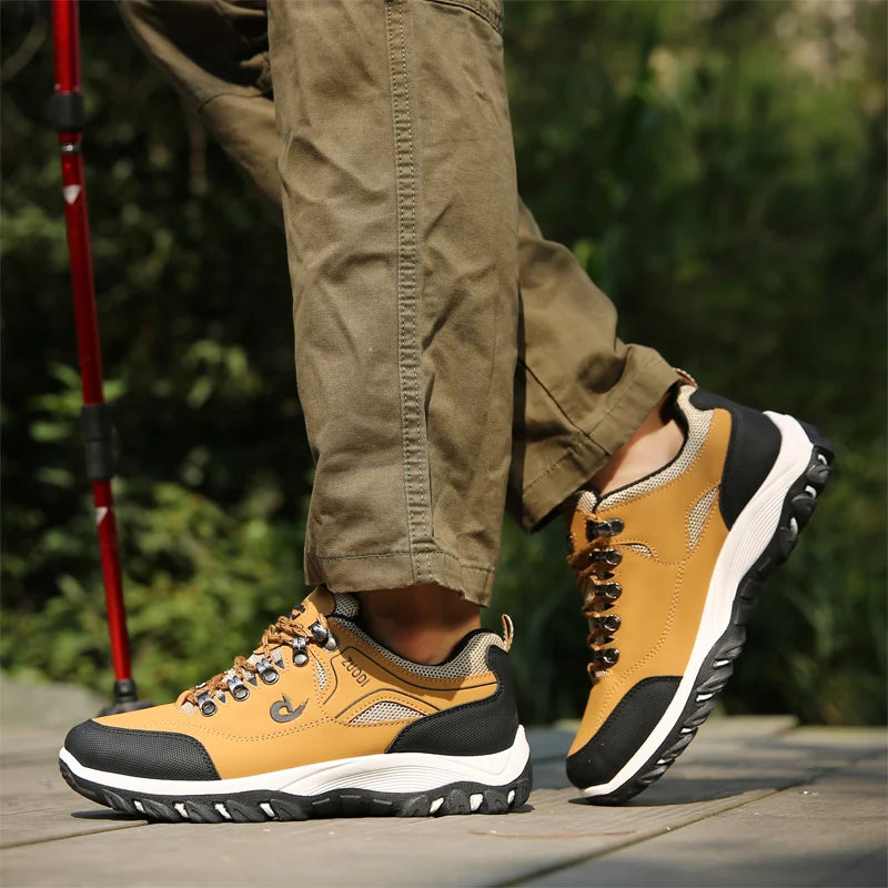 Men's Leather Casual Sport Sneakers — Lightweight Walking Shoes