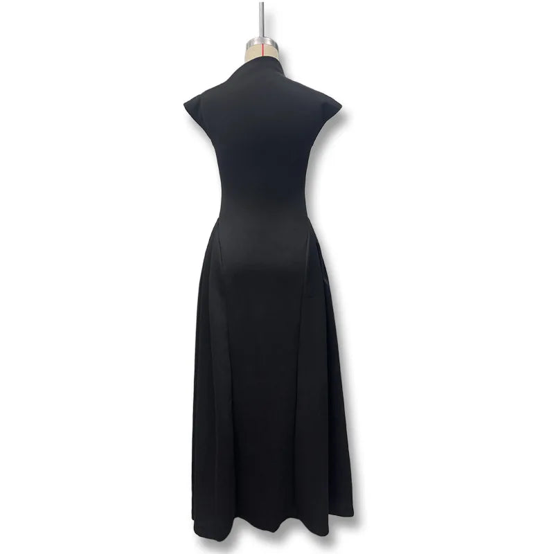 Women's Polyester Sleeveless Solid A-Line Prom & Party Dress