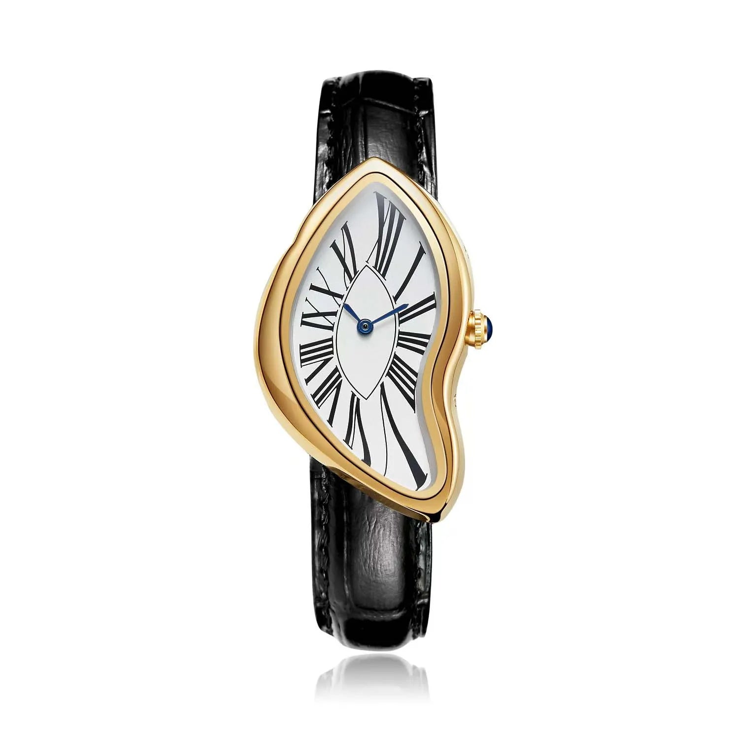 Women's Retro Y2K Irregular Creative Alloy Case Leather Strap Quartz Watch