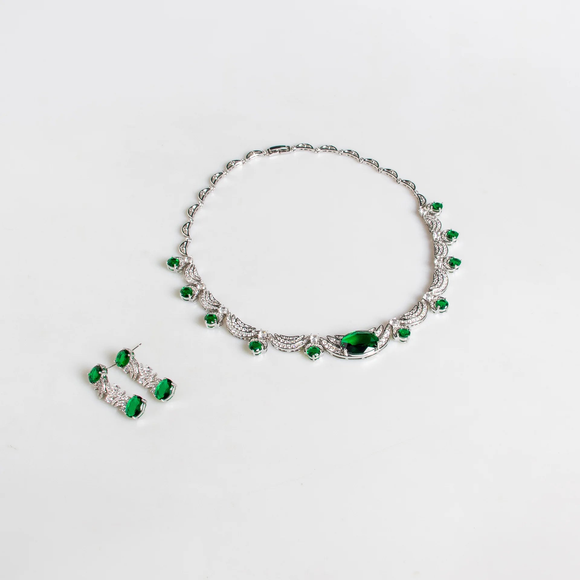 Women's Vintage Bridal Jewellery Set — Cubic Zirconia Necklace & Earrings for Prom & Wedding