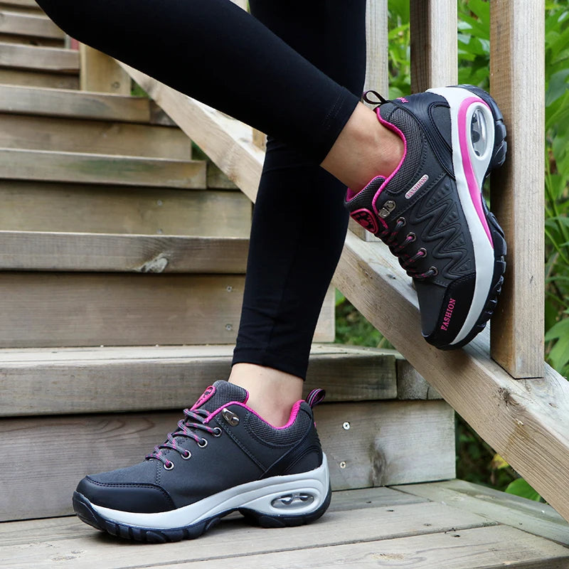 Women's PU-EVA Breathable Platform Lace-Up Walking Sneakers