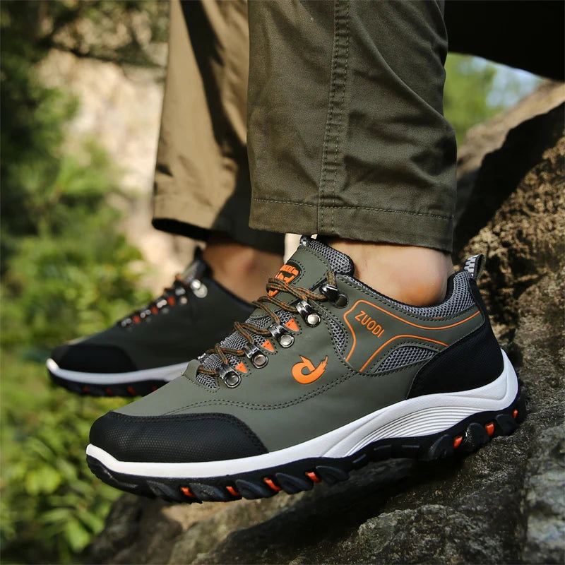 Men's Leather Casual Sport Sneakers — Lightweight Walking Shoes