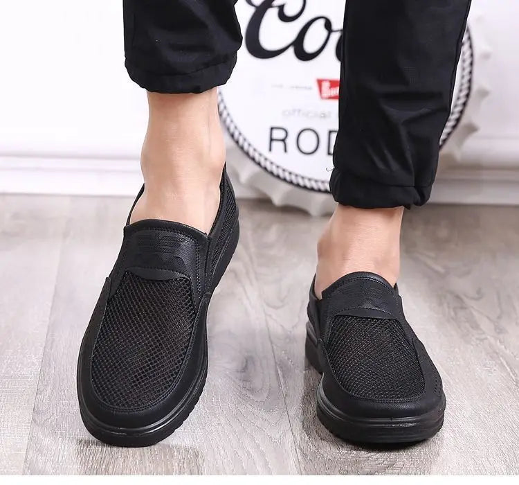 Men's Breathable Mesh Chunky Sole Sneakers — Lightweight Slip-On