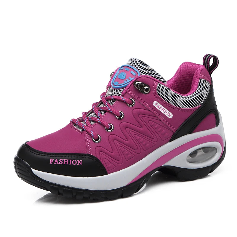 Women's PU-EVA Breathable Platform Lace-Up Walking Sneakers